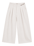 Pinstripe Wide-Leg Trousers — Pinstripe Beige - Jasper
