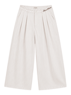 Pinstripe Wide-Leg Trousers — Pinstripe Beige - Jasper
