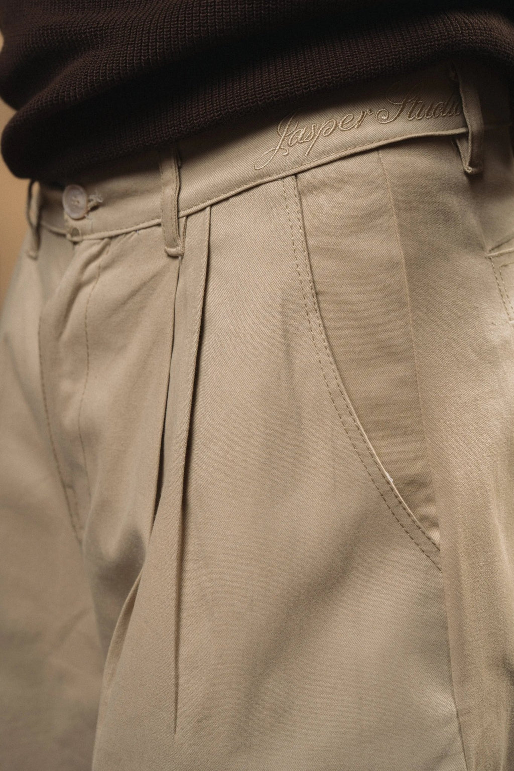 Pleated Wide-Leg Trousers — Beige - Jasper