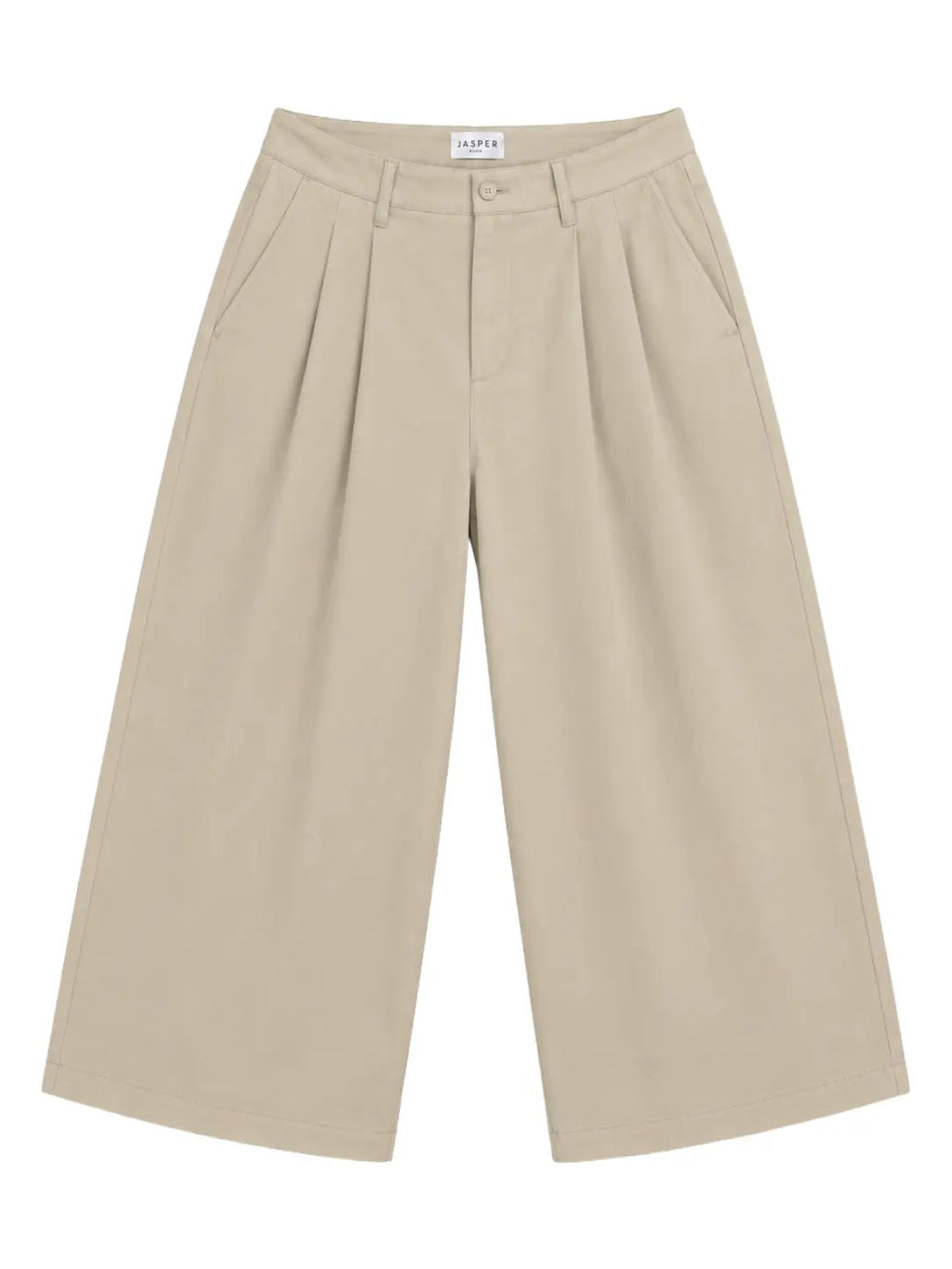 Pleated Wide-Leg Trousers — Beige - Jasper