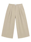 Pleated Wide-Leg Trousers — Beige - Jasper