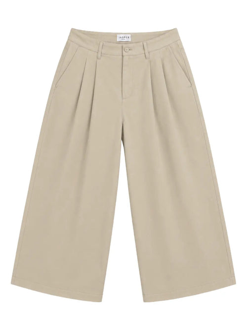 Pleated Wide-Leg Trousers — Beige - Jasper