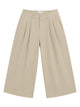 Pleated Wide-Leg Trousers — Beige