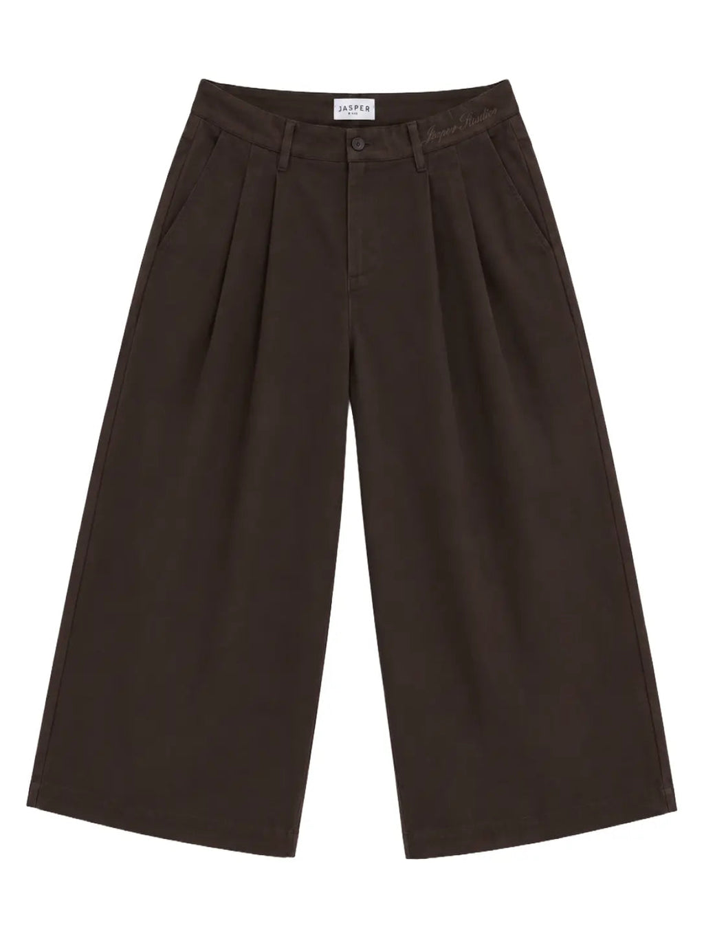 Pleated Wide-Leg Trousers — Brown - Jasper