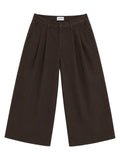 Pleated Wide-Leg Trousers — Brown - Jasper