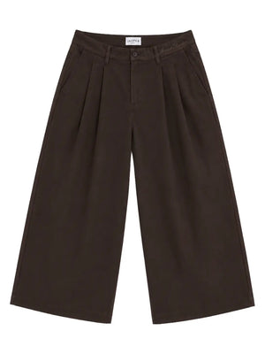 Pleated Wide-Leg Trousers — Brown