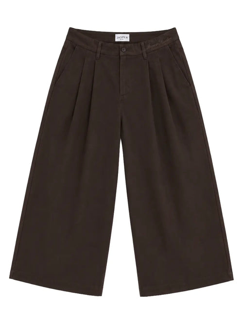 Pleated Wide-Leg Trousers — Brown - Jasper