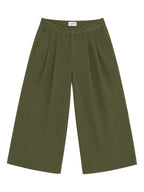 Pleated Wide-Leg Trousers — Olive - Jasper