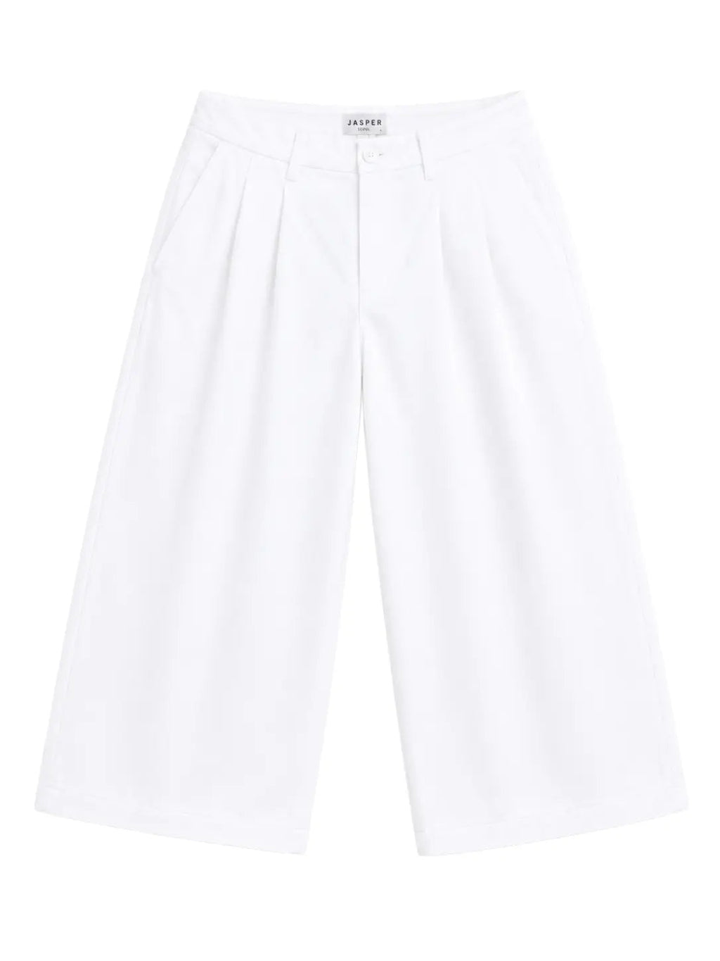 Pleated Wide-Leg Trousers — White - Jasper