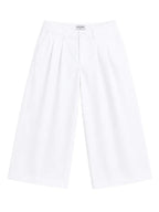 Pleated Wide-Leg Trousers — White - Jasper