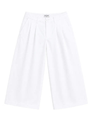 Pleated Wide-Leg Trousers — White