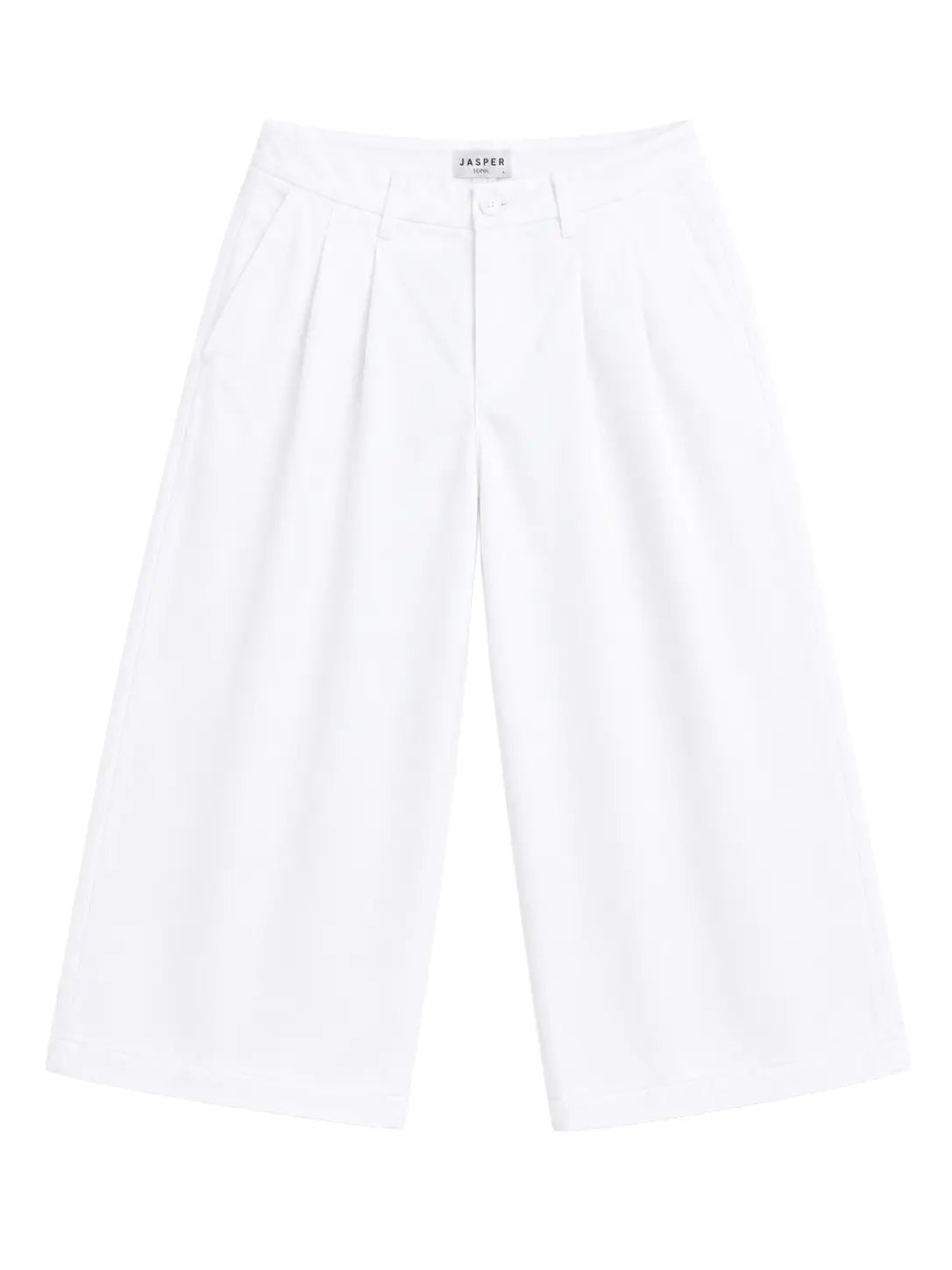 Pleated Wide-Leg Trousers — White - Jasper