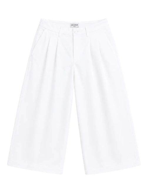 Pleated Wide-Leg Trousers — White - Jasper