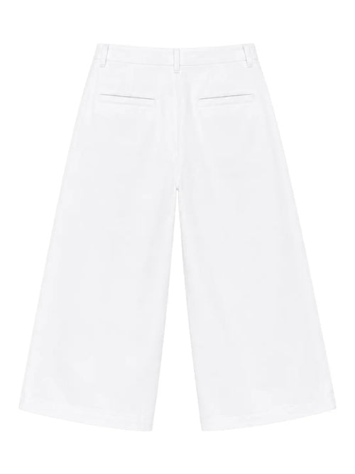 Pleated Wide-Leg Trousers — White - Jasper