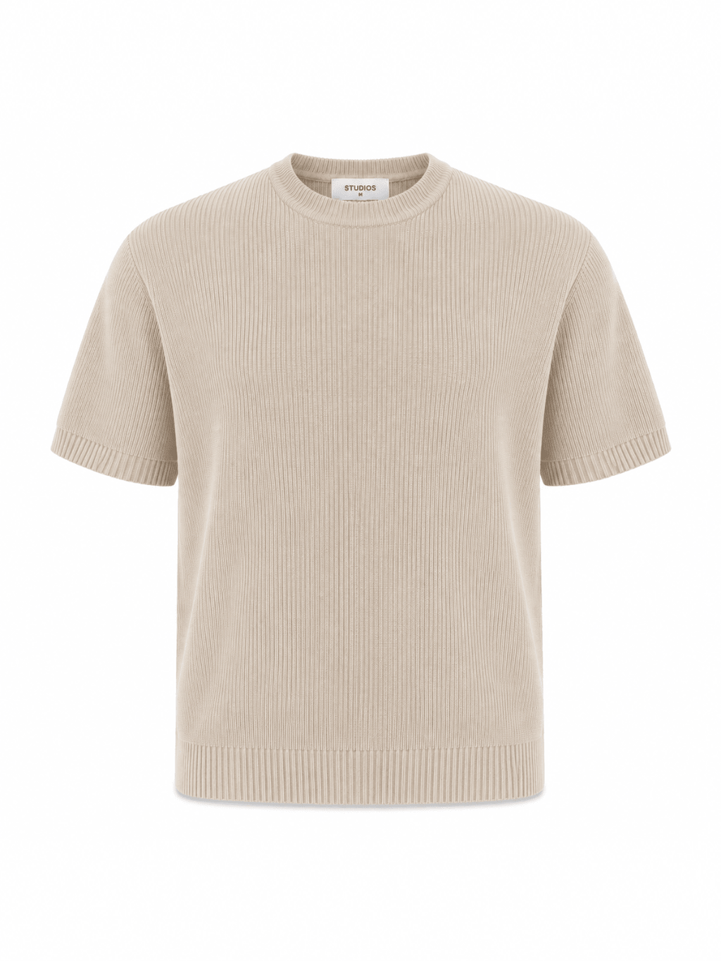 Tipped Knit Tee — Beige - Jasper