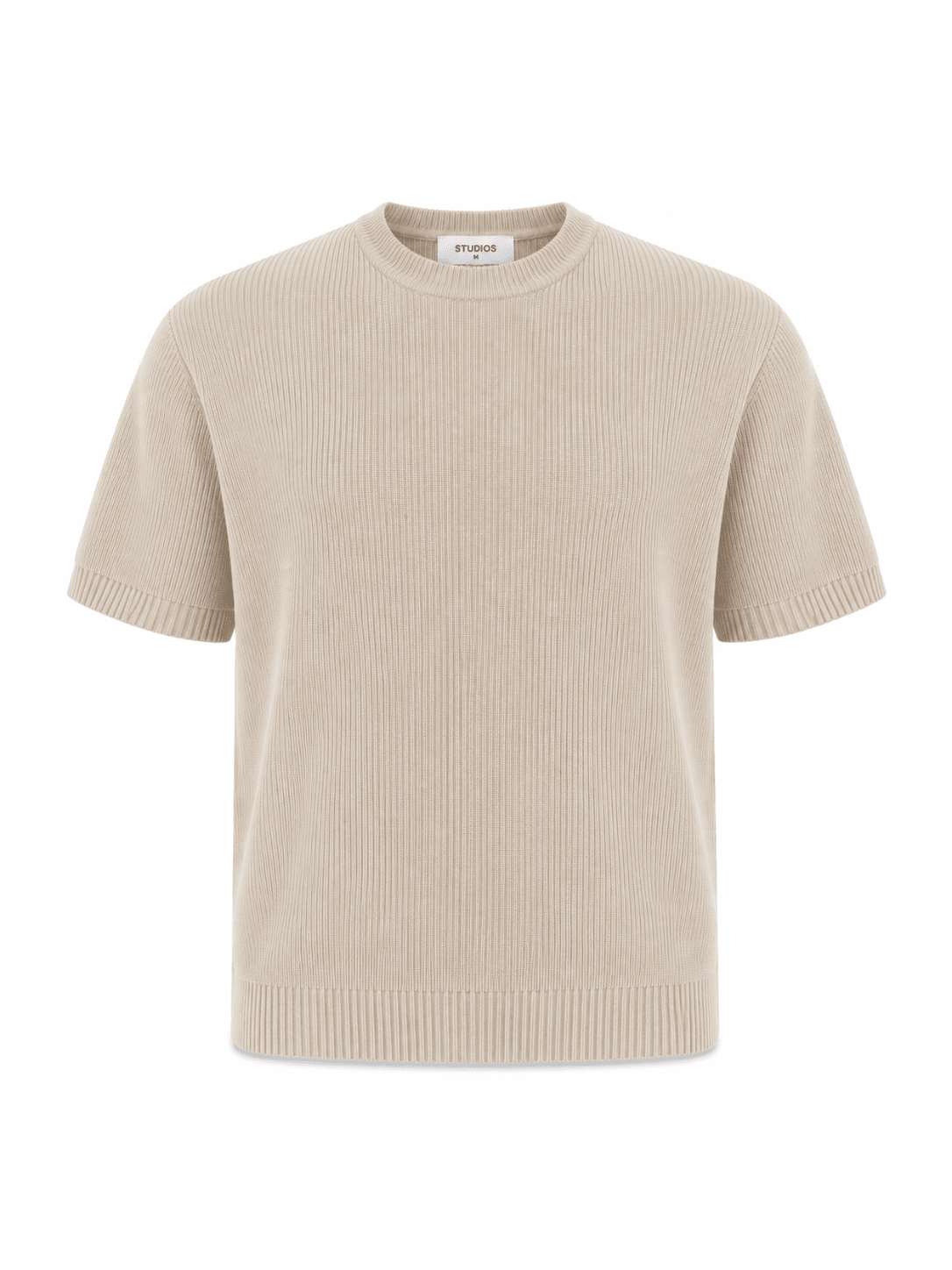 Tipped Knit Tee — Beige - Jasper