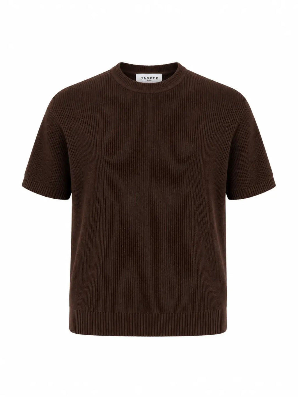 Tipped Knit Tee — Brown - Jasper