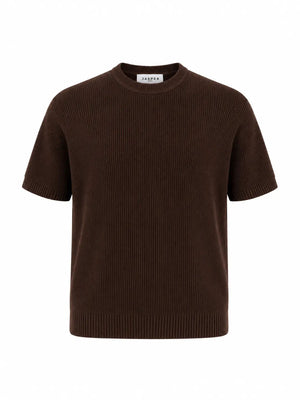 Tipped Knit Tee — Brown