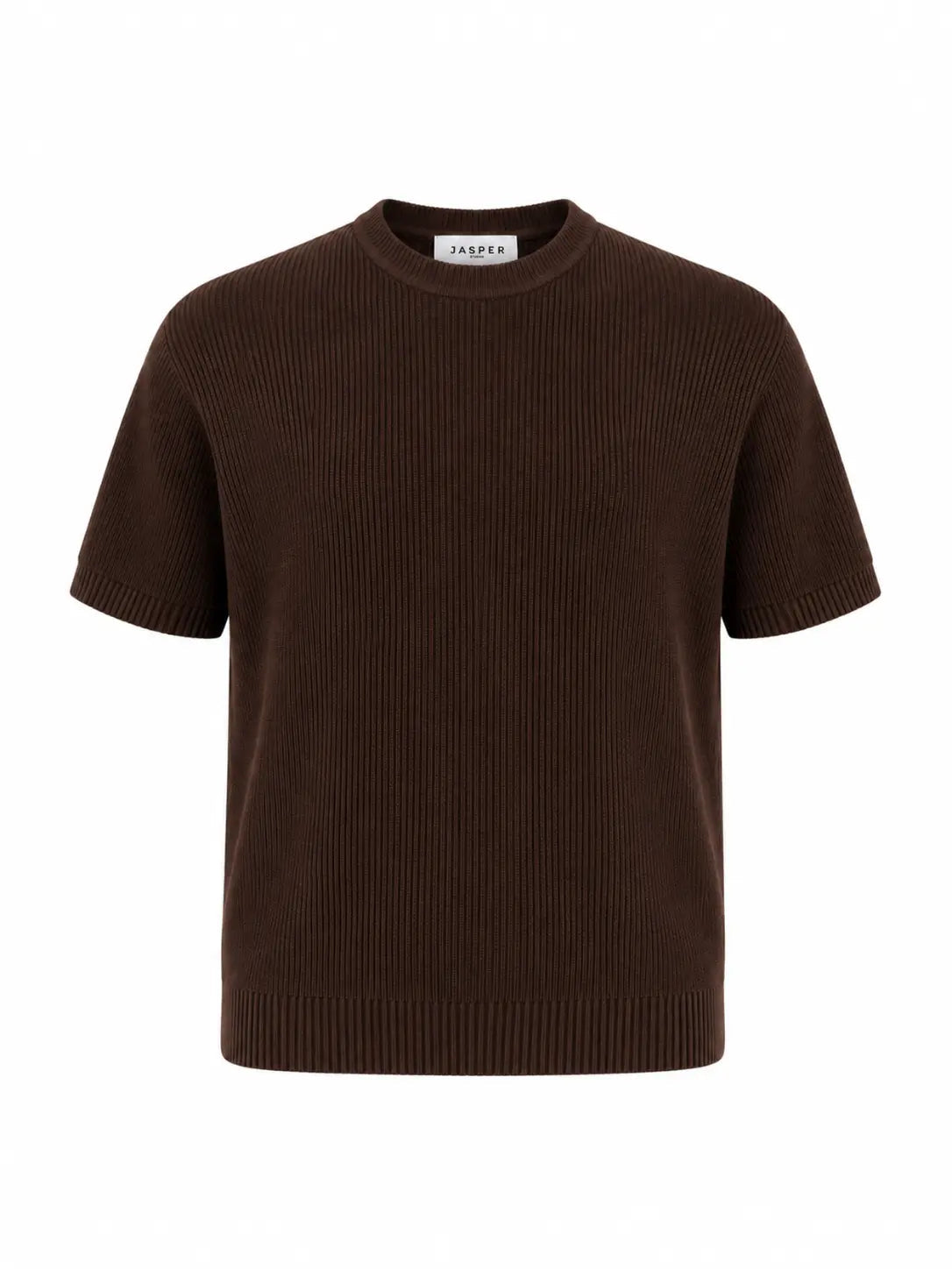 Tipped Knit Tee — Brown - Jasper