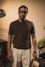 Tipped Knit Tee — Brown - Jasper