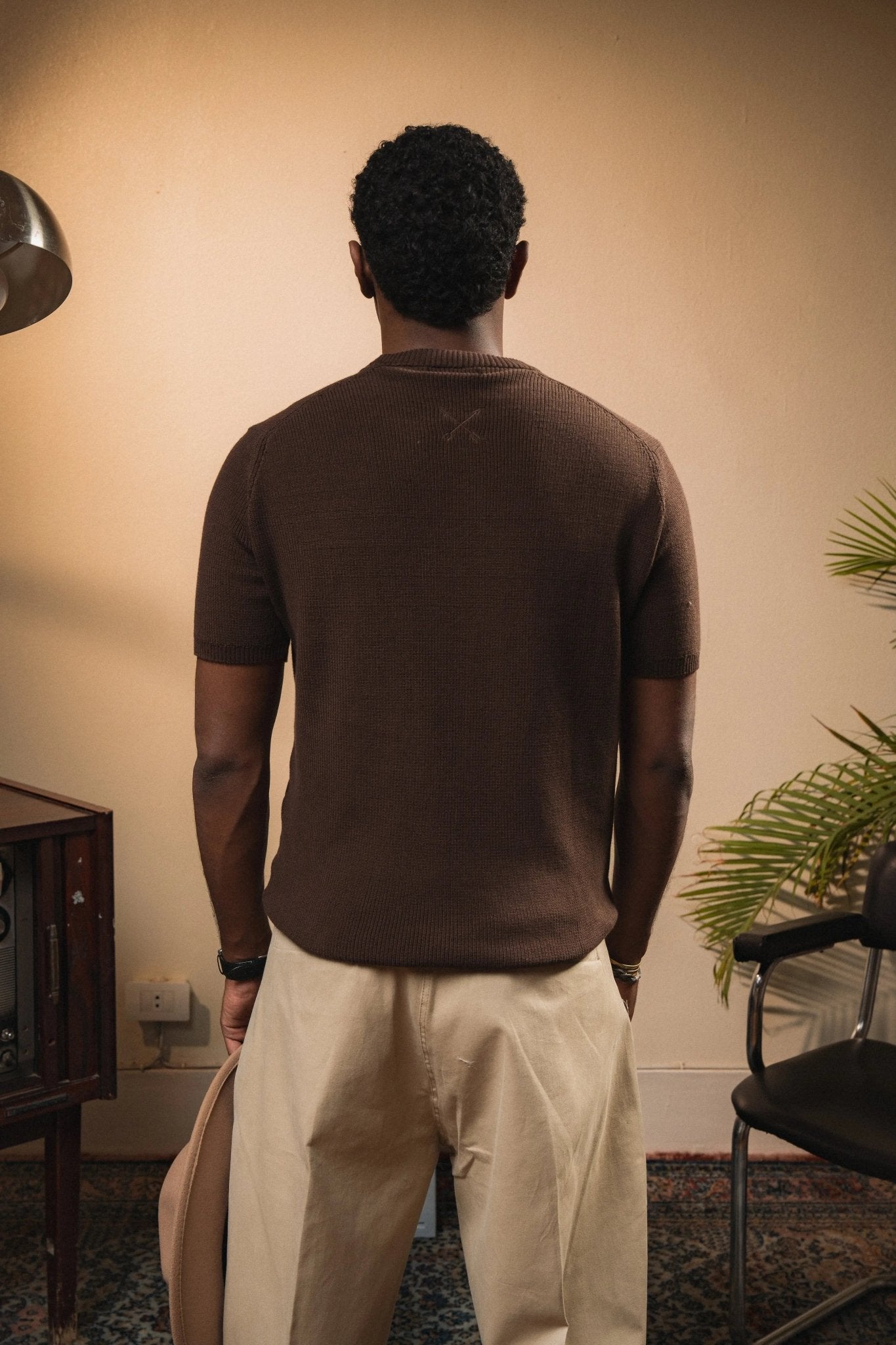 Tipped Knit Tee — Brown - Jasper