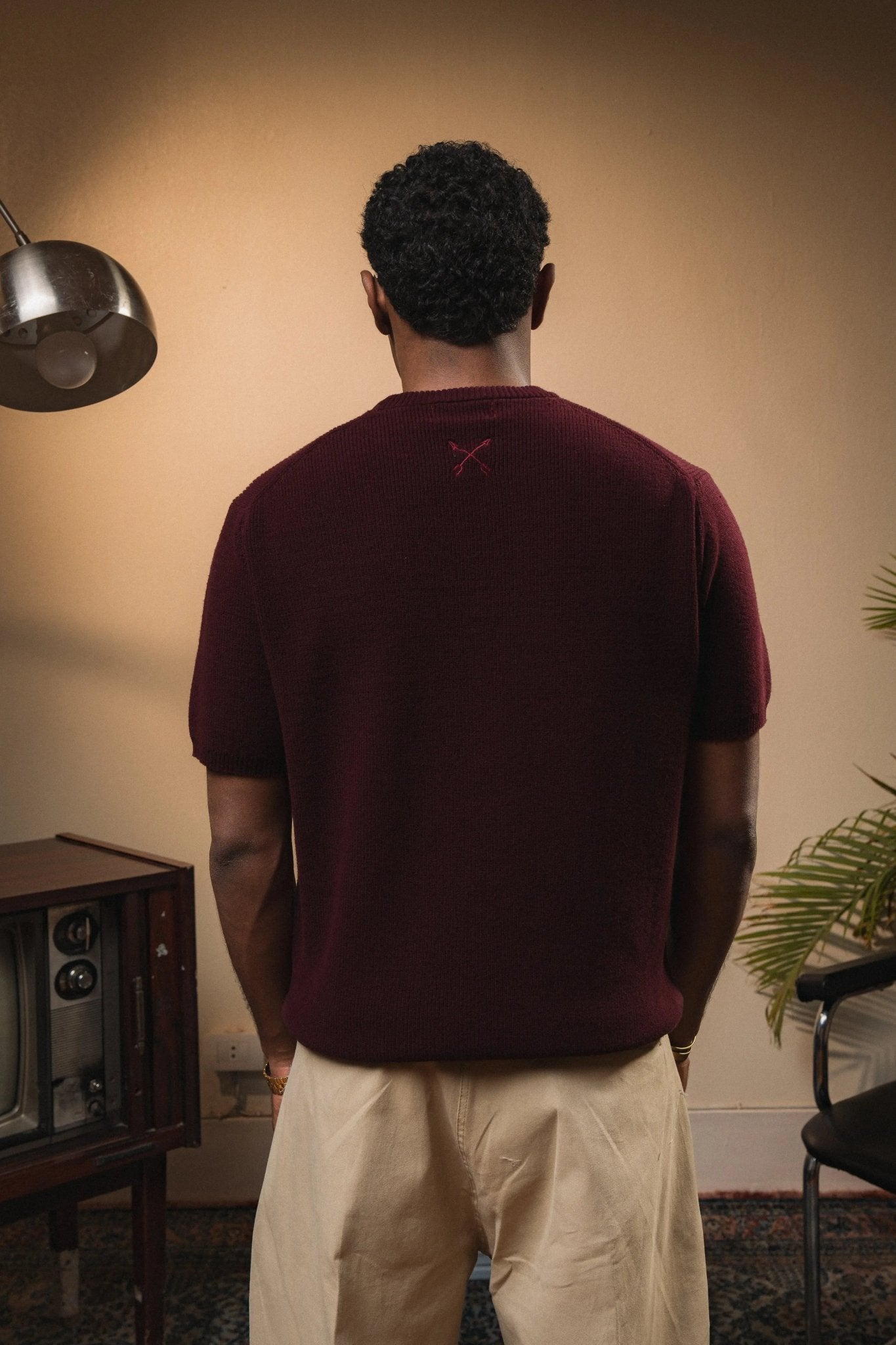 Tipped Knit Tee — Burgundy - Jasper