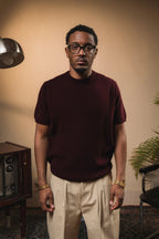 Tipped Knit Tee — Burgundy - Jasper