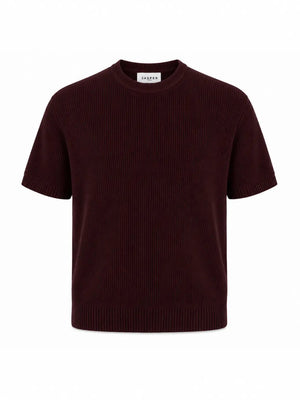 Tipped Knit Tee — Burgundy