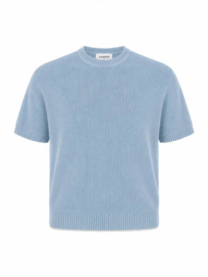 Tipped Knit Tee — Ice Blue