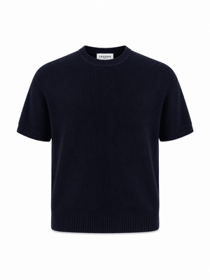 Tipped Knit Tee — Navy