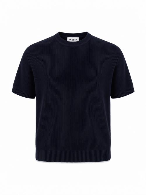 Tipped Knit Tee — Navy - Jasper