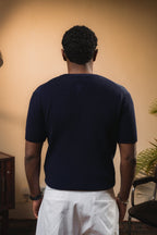 Tipped Knit Tee — Navy - Jasper