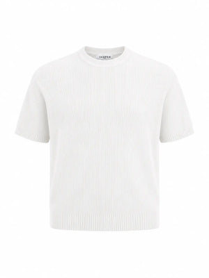 Tipped Knit Tee — Off-White