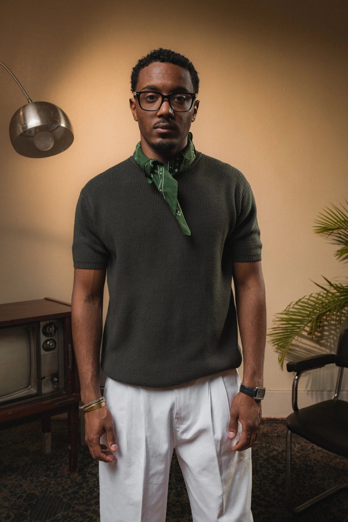 Tipped Knit Tee — Olive - Jasper