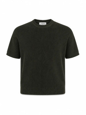 Tipped Knit Tee — Olive